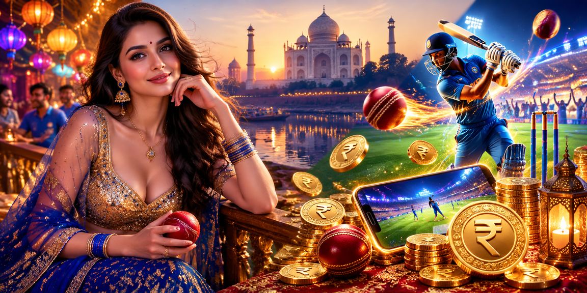 Taj Mahal viewed near cricket betting signage with Indian rupee symbol