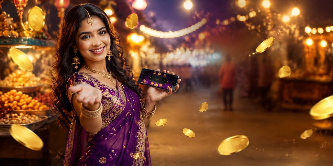 Indian night market neon lights Andar Bahar game sign
